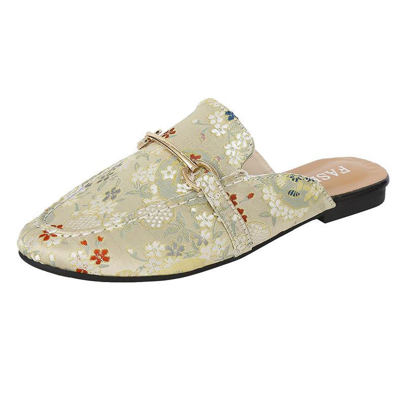 

Баотоу полутапочки женская верхняя одежда лето 2024 новые модные вышитые сандалии без каблука ленивые туфли на плоской подошве мюллер 40 абрикосовый