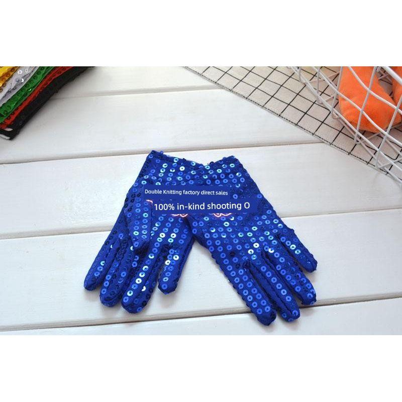 

Children s Day Children s Sequined Flashing Stage Gloves Children s sapphire blue All yards