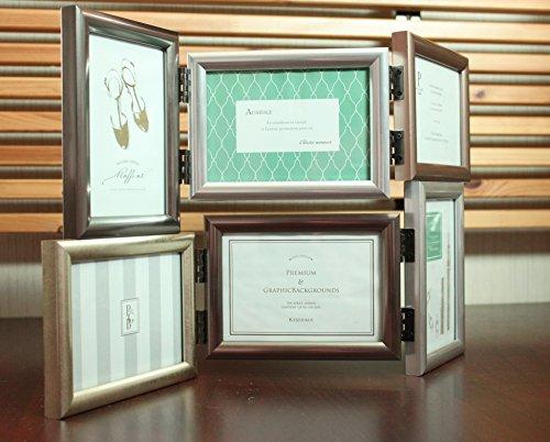 Kishima KP-31340 Photo Frame, Large, Tabletop, Wall-Mounted, Horizontal, 6-Window, Stylish Silver and Bronze, Interior Frame