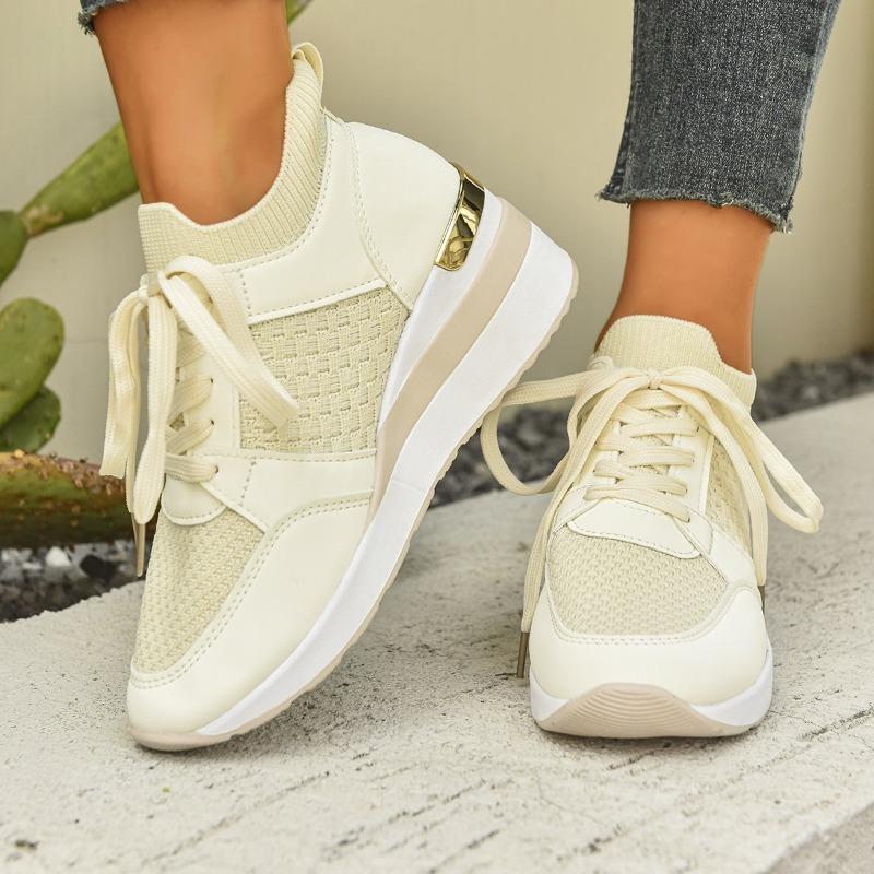 Breathable Mesh Walking Shoes for Women Plus Size Fashion Black Wedge Sneakers Woman Lightweight Non Slip Socks Casual Sneakers
