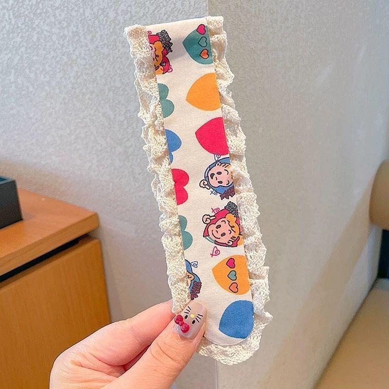 1Pcs Summer Cute Girl Magic Sticker Hair Band Printed Hair Sticker Headdress Sweet Floral Knitted Bangs Sticker Headband