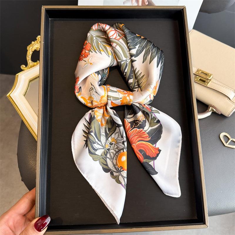 Jungle Flying Bird Simulation Silk Printing Silk Scarf Square Scarf Premium Shawl Sunscreen Neck Professional Scarf Headscarf Scarf