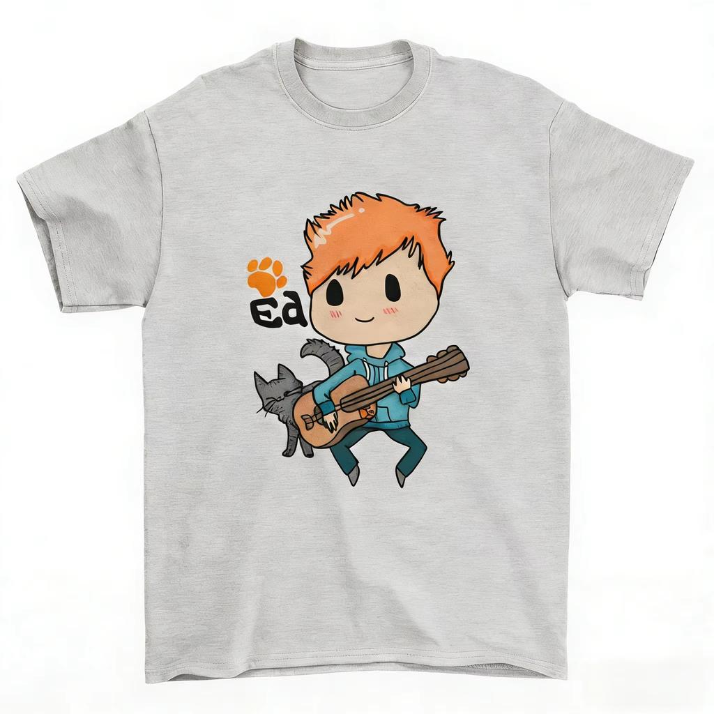 Ed Sheeran Süße Cartoon Grafik 100% Baumwolle Shirt unisex Y2k HipHop 2026 Sommer Neu Herren Rundhals Kurzarm T-Shirt Fan Geschenk