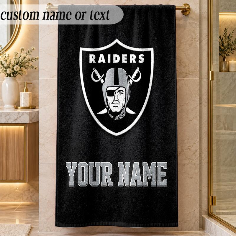 Beach TowelLas Vegas Raiders Custom Name Text Personalized Soft Towel for Beach Pool Indoor Home Decor Gift