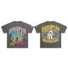 Street Style Letter Printing Pure Cotton Diamond Short Sleeve Loose Washing Water Hole T-Shirt Tide