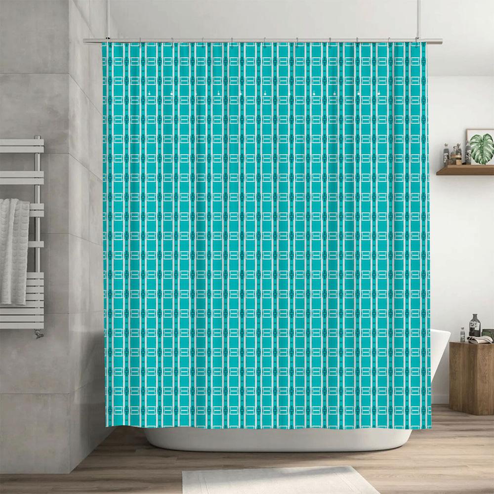 Blue And White Shower Curtain Rectangular Design For Bathrooms Easy To Clean Waterproof Fabric Decorative Window Panels In Home