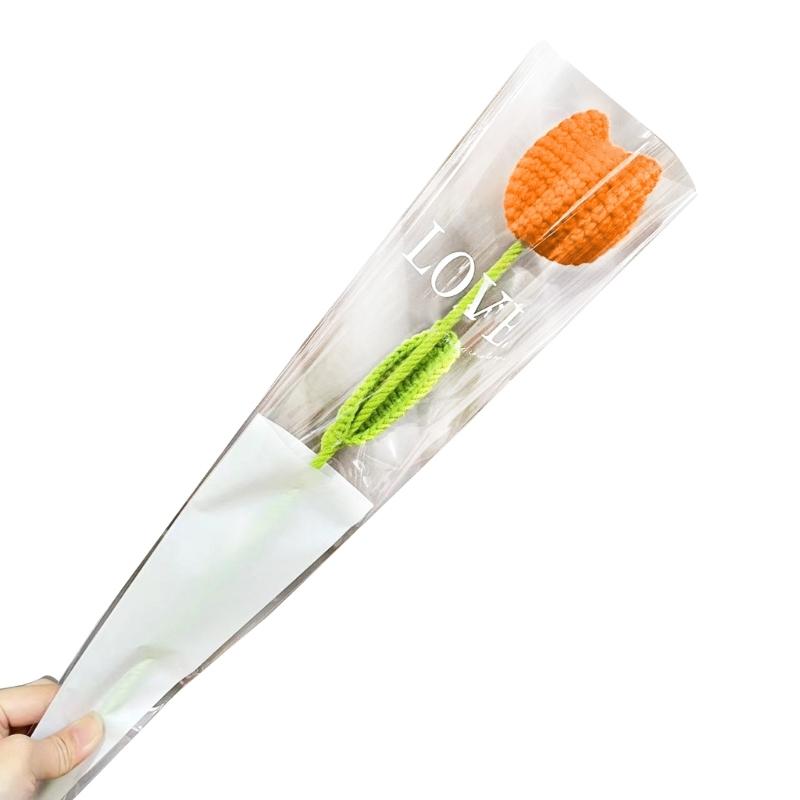 

Crochet Tulip Flower Handwoven Flowers Decorative Ornaments Party for School Office Dormitory Dining Table