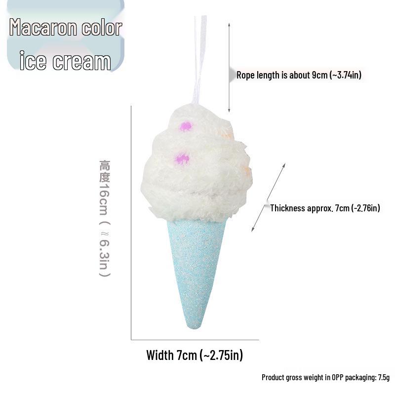 DIY Christmas Macaron Ice Cream Cake Donut Tree Decorations Pendant