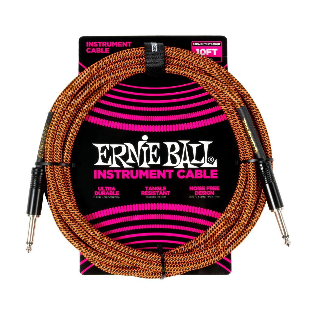 Genuine Ernie Ball 6468 Braided Instrument 10 Pumpkin Pie Cable, feet, 3.05m,