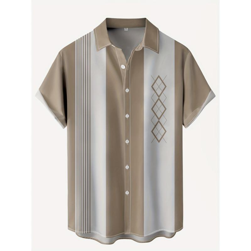 New Hawaii Men's Vintage Shirts Casual Breathable Short Sleeve Tops Beach Party Plaid Tops Short Sleeve Men's Clothing