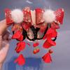 Ancient Girls Velvet Headwear New Year Headdress Kids Barrettes Rabbit Tassel Hair Clips Children Hairpin Hair Accessories