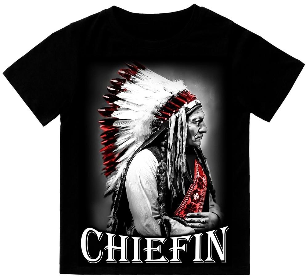 Футболка с принтом Chiefin Indian Native на Shaka Wear, тяжелая, унисекс L
