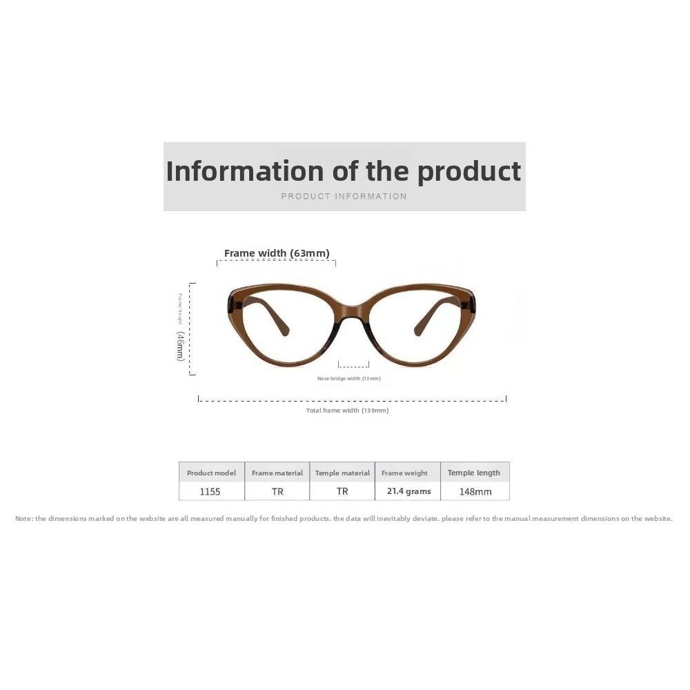 Acetate Cat Eye Glasses Frames for Women Myopic Anti Blue Light Black Frame Prescription Ready Stylish Eyewear