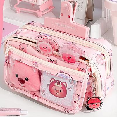 Large Capacity Fashion Capybara Oxford Pencil Bag Cloth Cosmetic Storage Bag Retro Student Stationery School Supplies