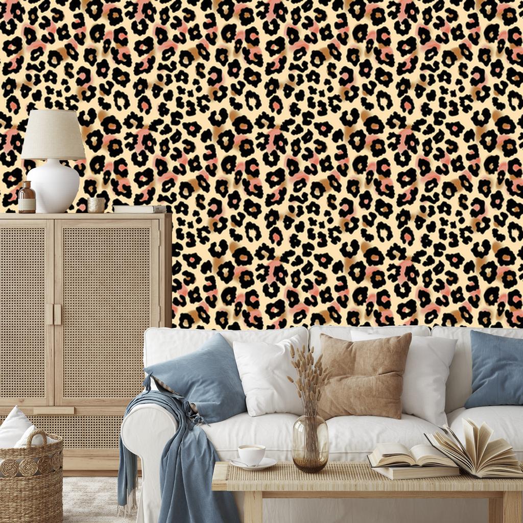 Animal Skin Wallpaper Brown, Cream and Black for Living Room and Bedroom 50x1000