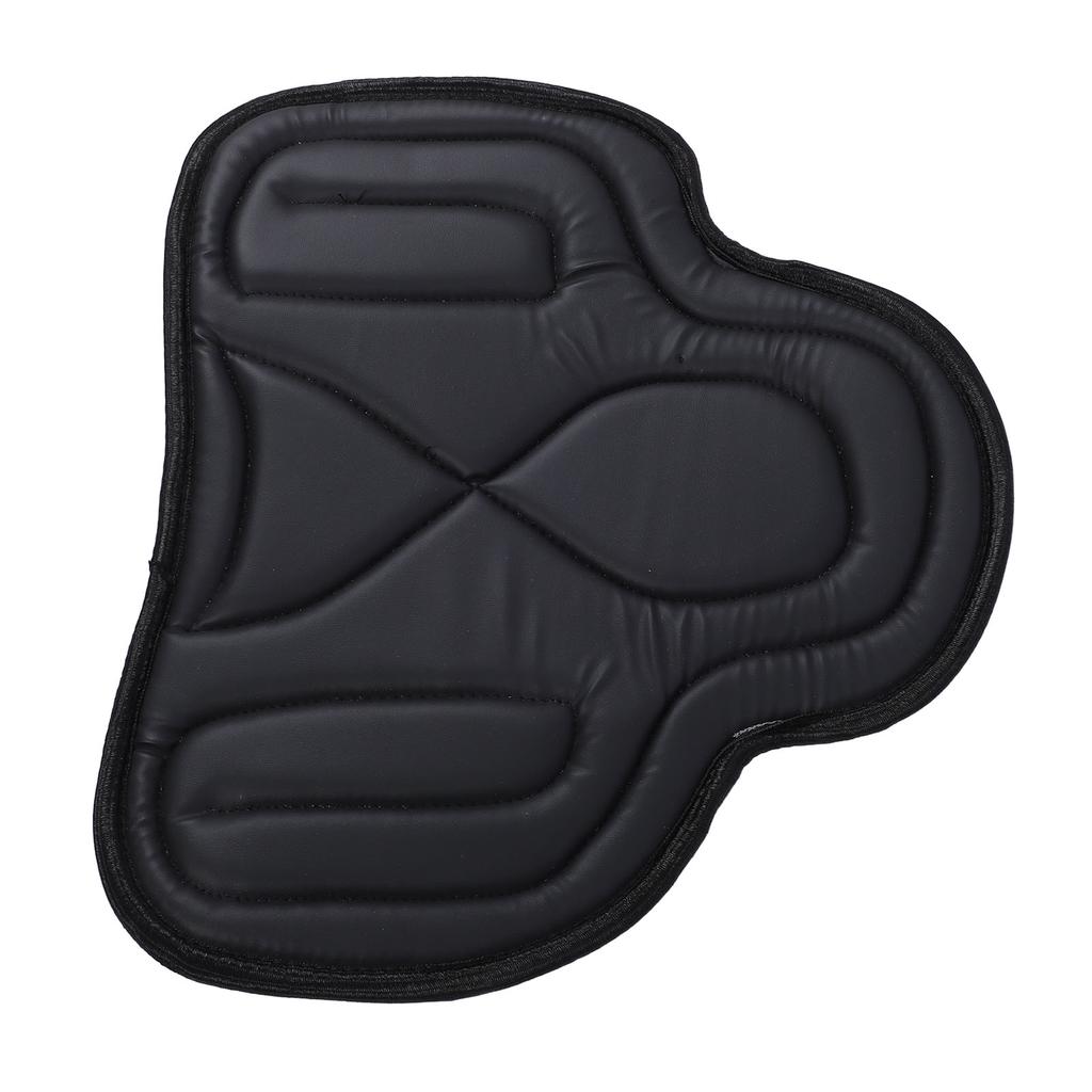 Saddle Pad PU Leather Close Fit Shock Absorbing Thickened Breathable Western Saddle Pad for Equestrian Riding Black