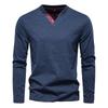 Men's Solid Color Button Collar Long Sleeve Sweatshirt Men's Sports Large Size Casual Button Collar Top