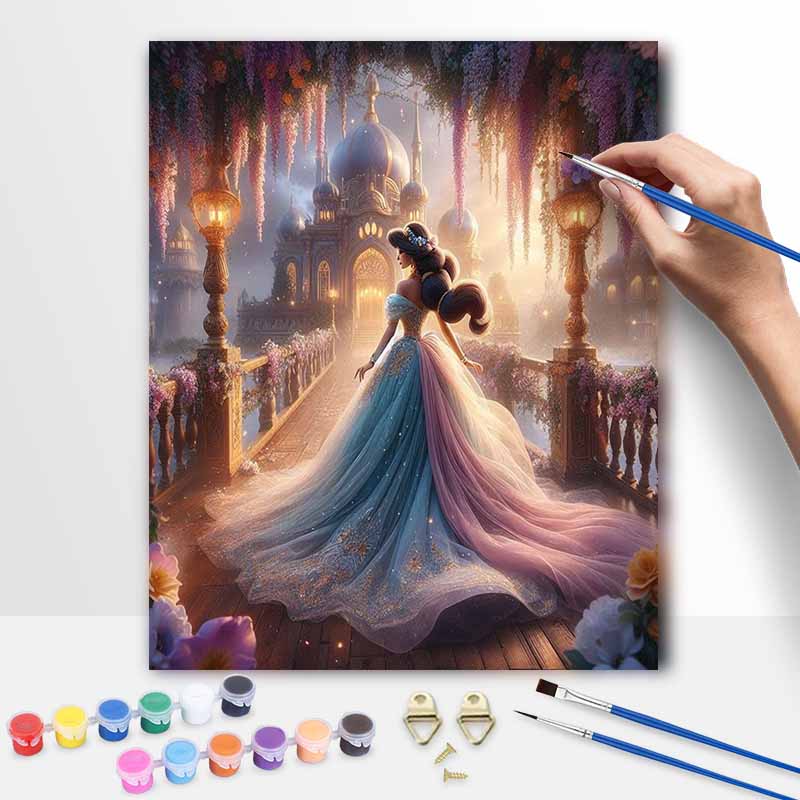 Disney Oil Paint Hand Painting Kit Jasmine Palace Garden Decoration Classic Style Home Decor Elegant Fantasy Art Creative Wall Crafts
