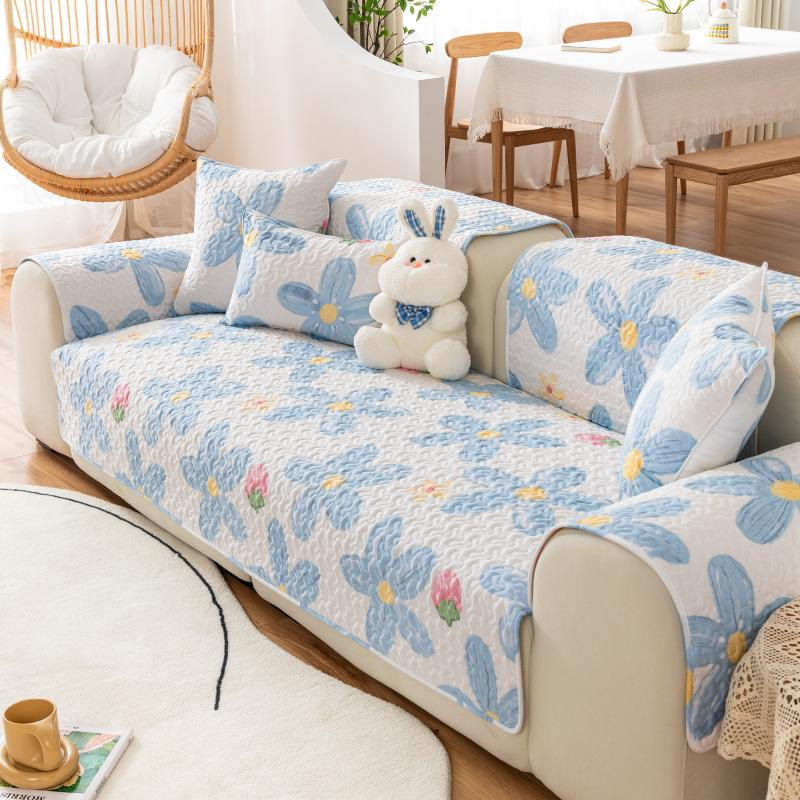 Pure Cotton Ins Style Fabric Non-Slip Sofa Cushion Four Seasons Universal Simple Sofa Cover Cover Backrest Cushion Cover Cloth