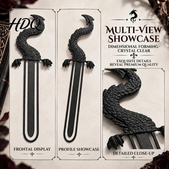 Dark Fantasy Stationery Gifts 3D Printed Dragon Tail Bookmark Retro Durable PLA Reading Marker Novelty Gift for Fans Unique Animal Page Holder