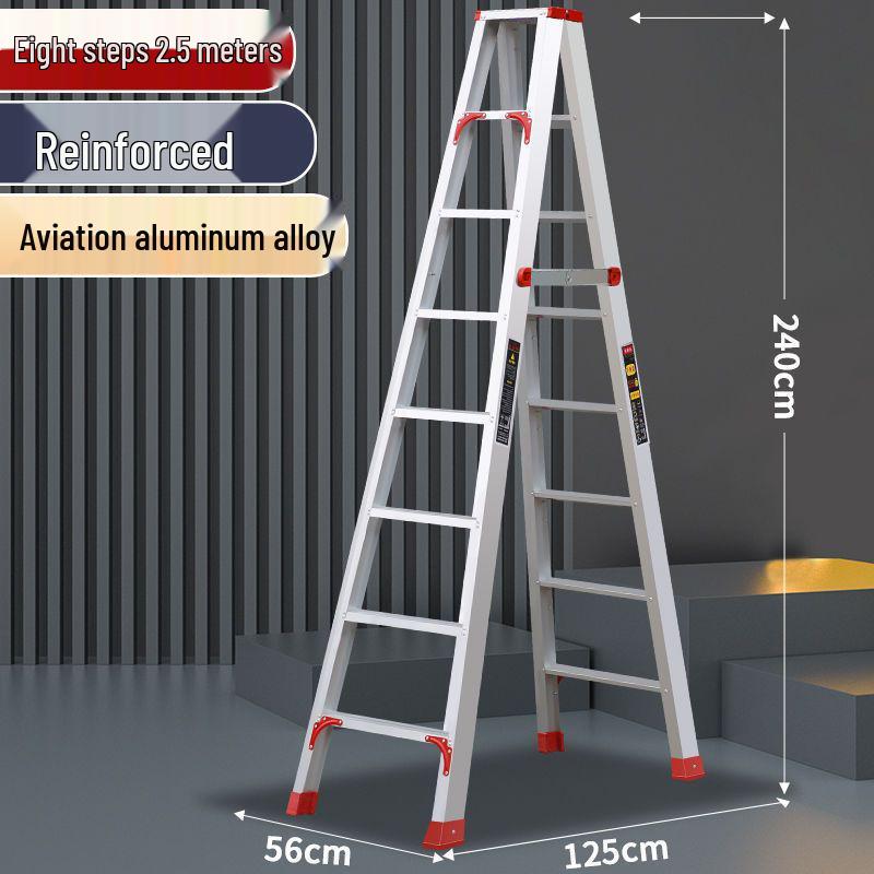 Double-Sided Aluminum Alloy Folding Step Ladder - Ladder Free Shipping, Widened & Thickened for Household or Attic Use