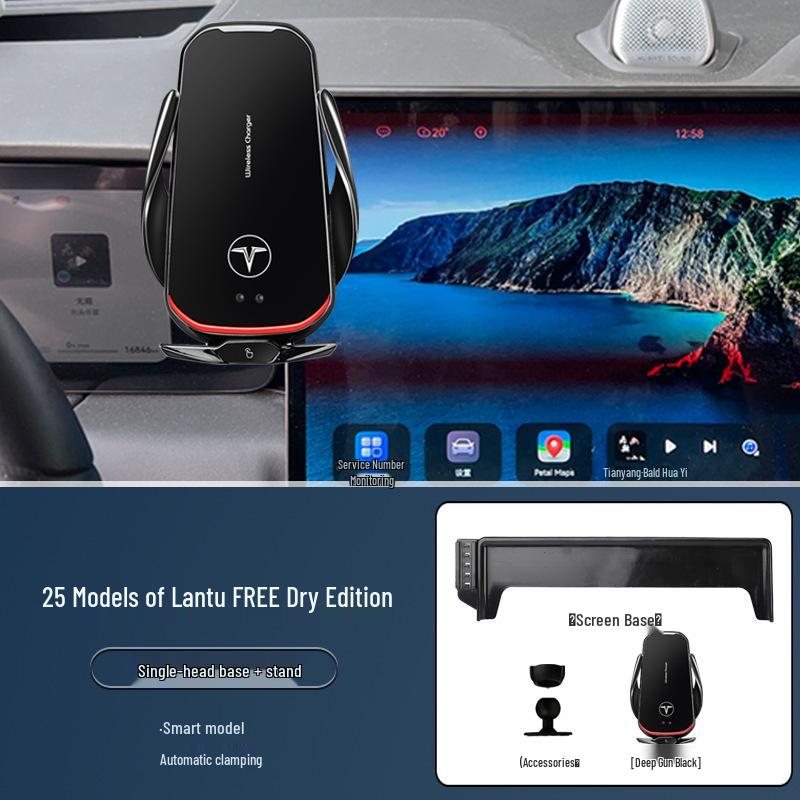 Lantu Phone Holder & Wireless Charger: Compatible with 25 Models, Navigation-Ready & Dry Cell Version