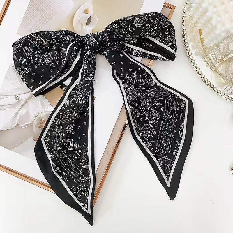 Luxury Design Silk Skinny Headwear Scarf Women Print Spring Neck Tie Hair Hand Bag Ribbon Wrist Belt Foulard Headband Lady