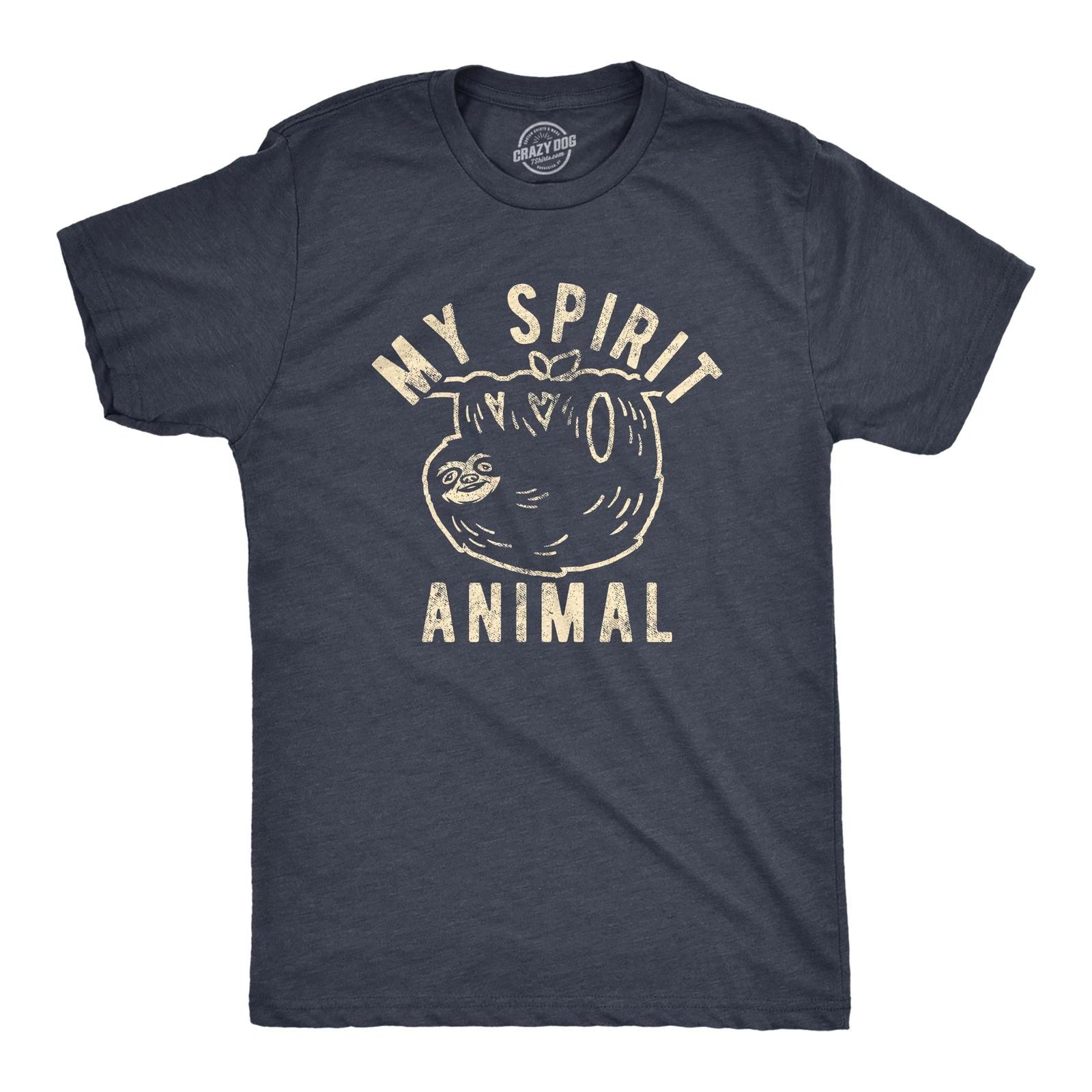 Mens My Spirit Animal: Sloth T Shirt Funny Lazy Slow Sarcastic Graphic Novelty L