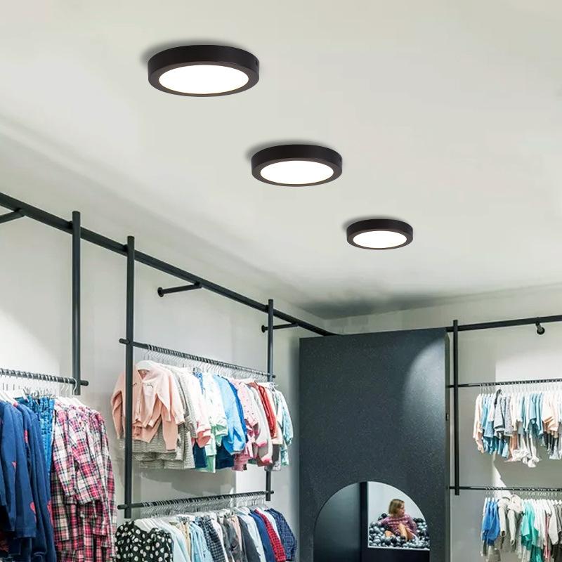 LED ceiling lamp, surface-mounted flat light fixture, 24W, 4000K, black
