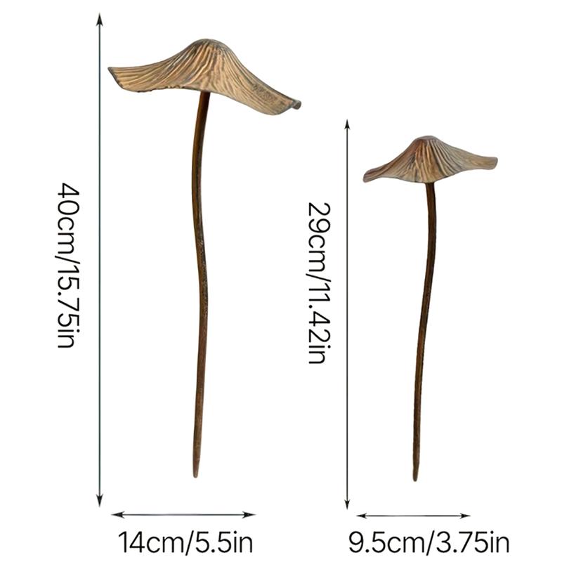 

Iron Mushroom Statue Stake Outdoor Statue Metal Mushroom Garden Stakes Flower Pot Decoration for Patio, Lawns бронзовый