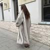 Новое осенне-зимнее шерстяное пальто удлиненный костюмный воротник пальто из искусственного меха высококачественное пальто из лисьего меха женское