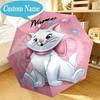 Custom Name Elegant white cat Umbrella Folding Umbrella, Automatic Umbrella 8-Frame for Travel, Casual Lightweight Birthday Christmas gift