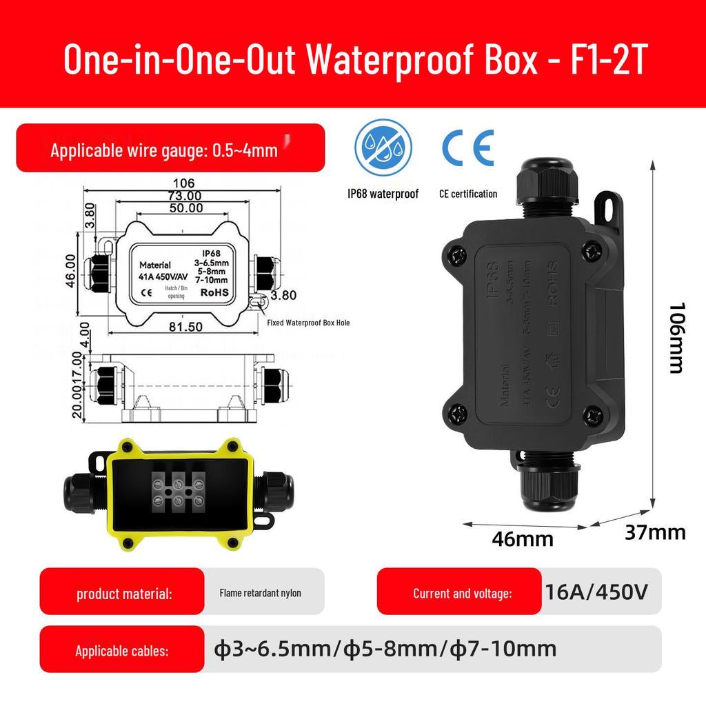 IP68 Waterproof Outdoor Junction Box with Terminals – Plastic High Power Rainproof Distribution Box with Ears