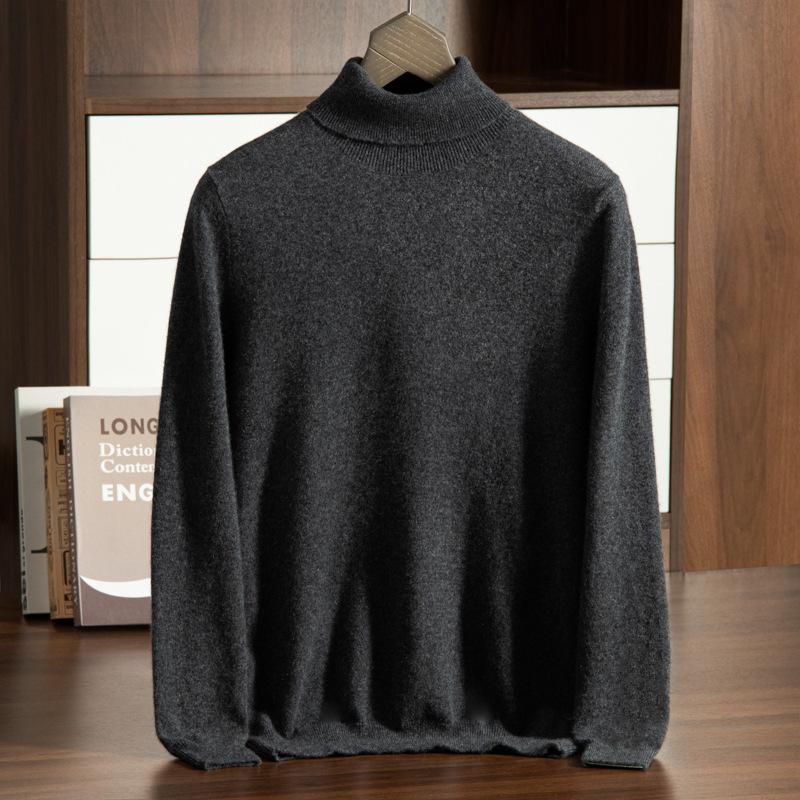 High-necked Cashmere Sweater, Loose Pullover, Bottom Lapel Sweater, Knitted Sweater.