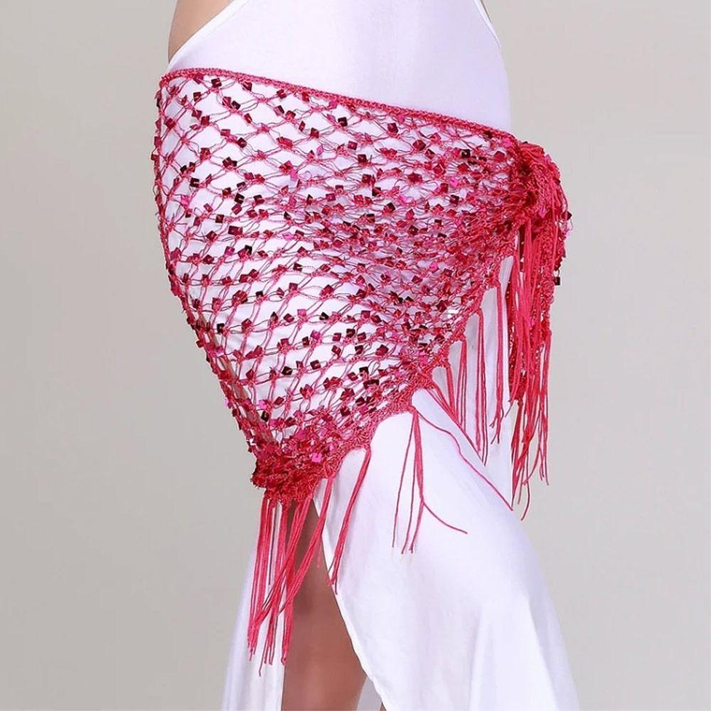 Fashion Tassel Belly Dance Hip Scarf Sequins Bohemian Waist Chain Crochet Dancer Skirt Show Costumes