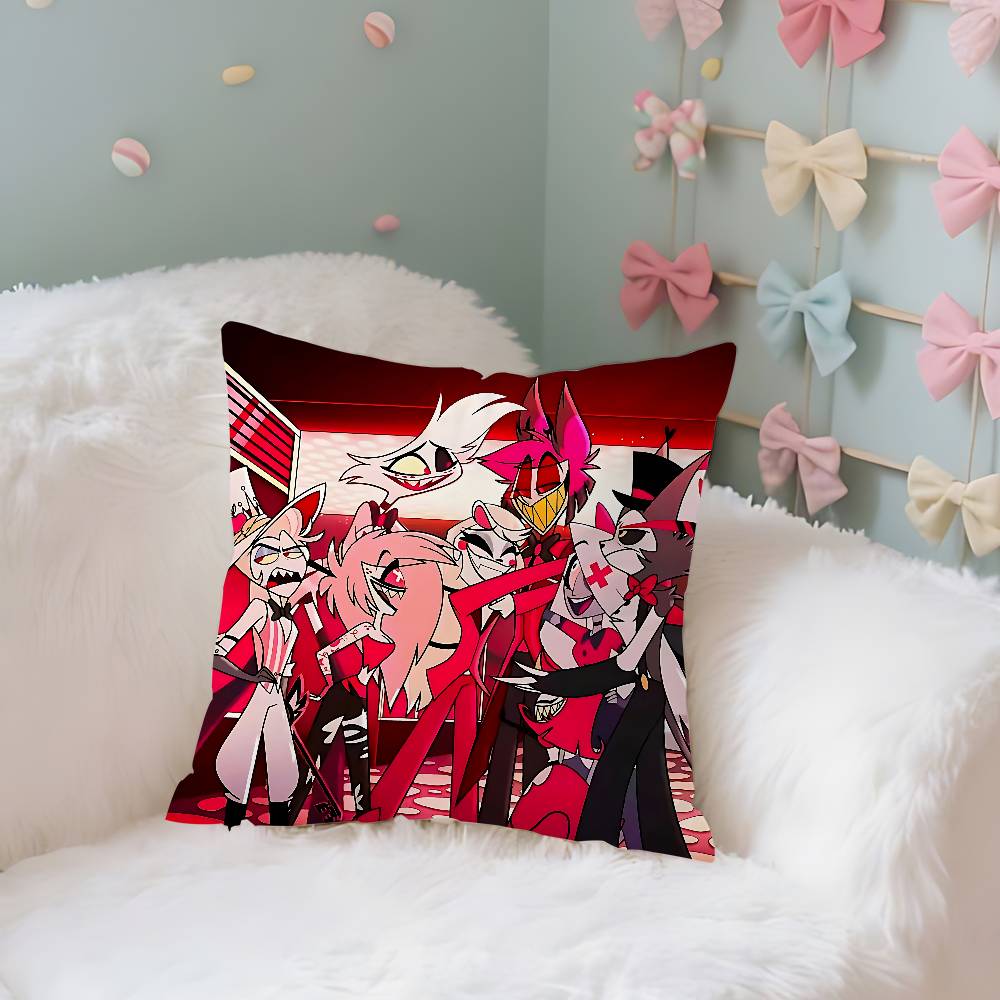 Classic H-Hazbin Hotels Cartoon Colorful Case Plush Fabric Soft Pillowcase Double Sided Print Cushion Cover Household Gifts