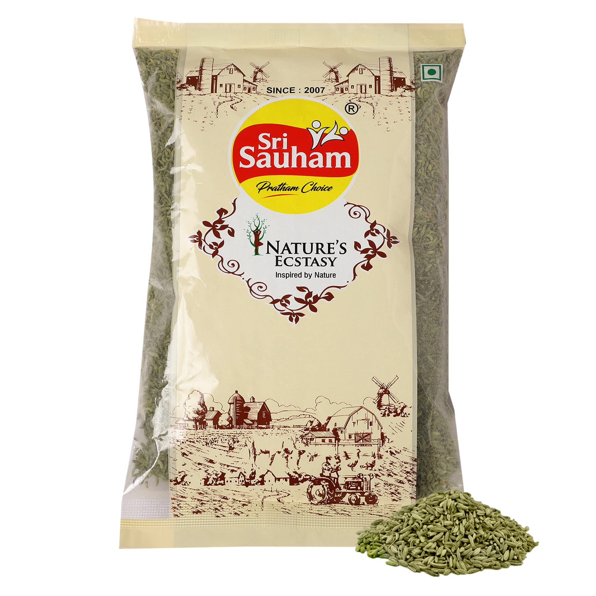 

Sri Sauham Premium Small Fennel Seeds - 100 gm | Fresh, 100% Natural Saunf Barik, Sombu, Variyali | Lucknow Fennel | No Added Colour & Pres