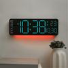 Modern Ambient Light Wall Clock Adjustable LED Screen Shows Time Temperature Date 12/24Hour Mode Easy Setups Home Decors