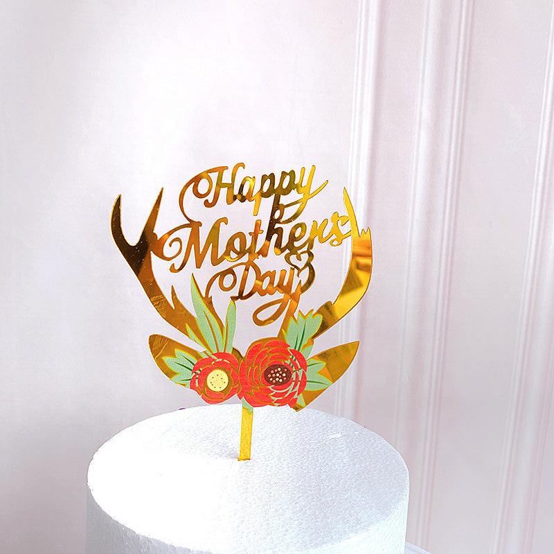 1PC Flower color printed cake insert Happybirthday birthday party dessert decoration baby Shower