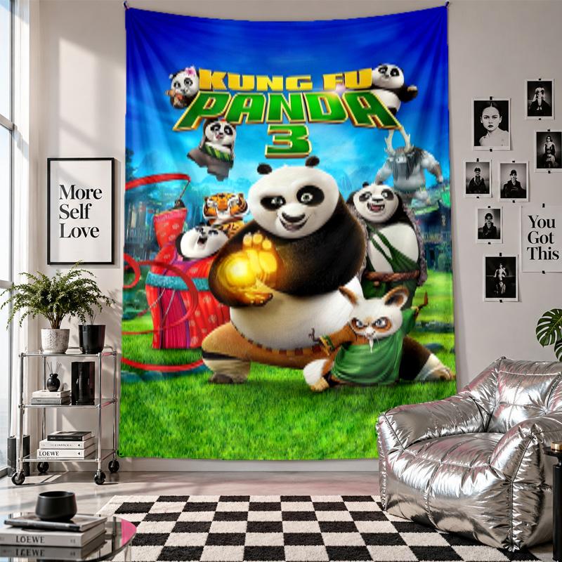 Wall TapestryKung Fu Panda Art Hanging Cloth Decorative Background Cover for Room Decoration
