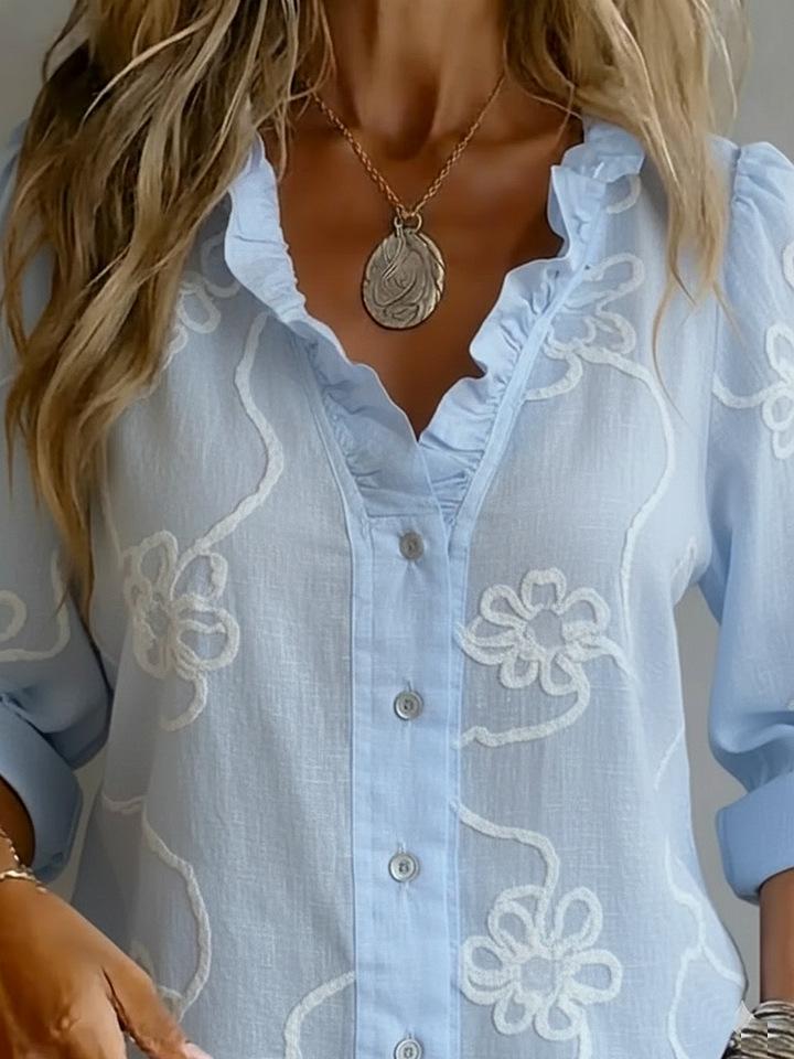 Spring/Summer 2026 Lace Embroidery Cotton Linen Sweet Shirt