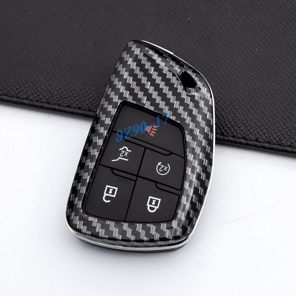Abs Carbon Fiber Car Smart Key Cover Case Keychain For Buick Envision Chevy Tahoe Suburban Colorado Traverse Gmc Yukon Canyon
