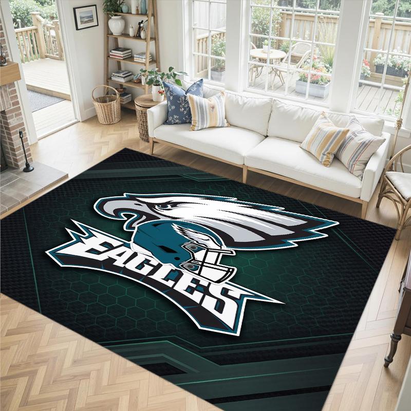 Tappeto in Cristallo Velluto Design Philadelphia Eagles Accogliente Non?Tappeto Stampato Antiscivolo per Camera da Letto Soggiorno Ingresso