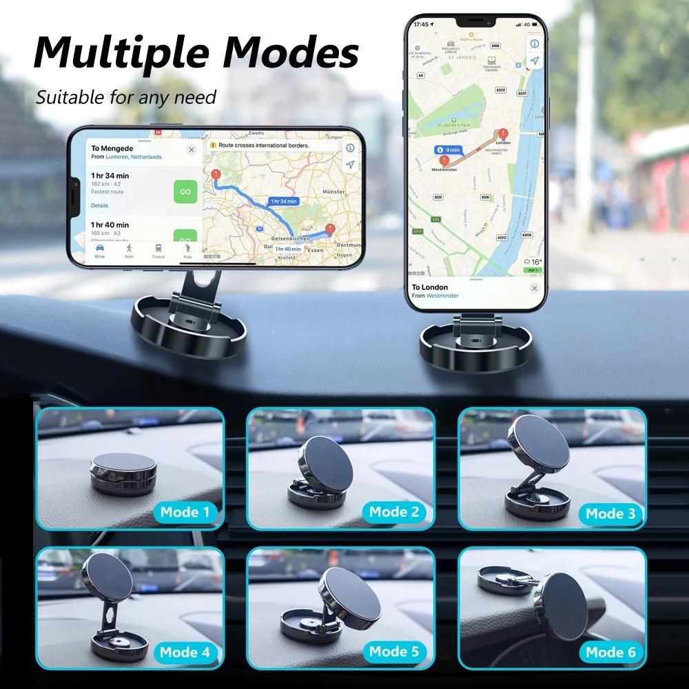2025 Mobile Phone Stand Strong Magnetic Car Holder 720° Foldable Round Bracket Support for Universal Phones Mount Holders In Car