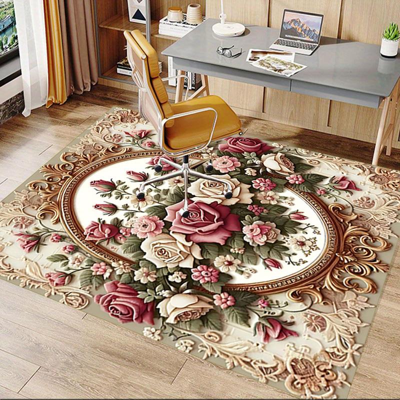 1 Stück Floral Ornament Nicht-Rutsch-Boden Teppich, geeignet für Büro, Schlafzimmer und Spielzimmer. Kann auch als Sofafußstützenbezug verwendet werden - T64