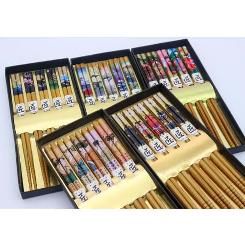Castle Enterprise Japanese Souvenir Handmade Sengoku Warlord Bamboo Chopsticks (Pack of 5)