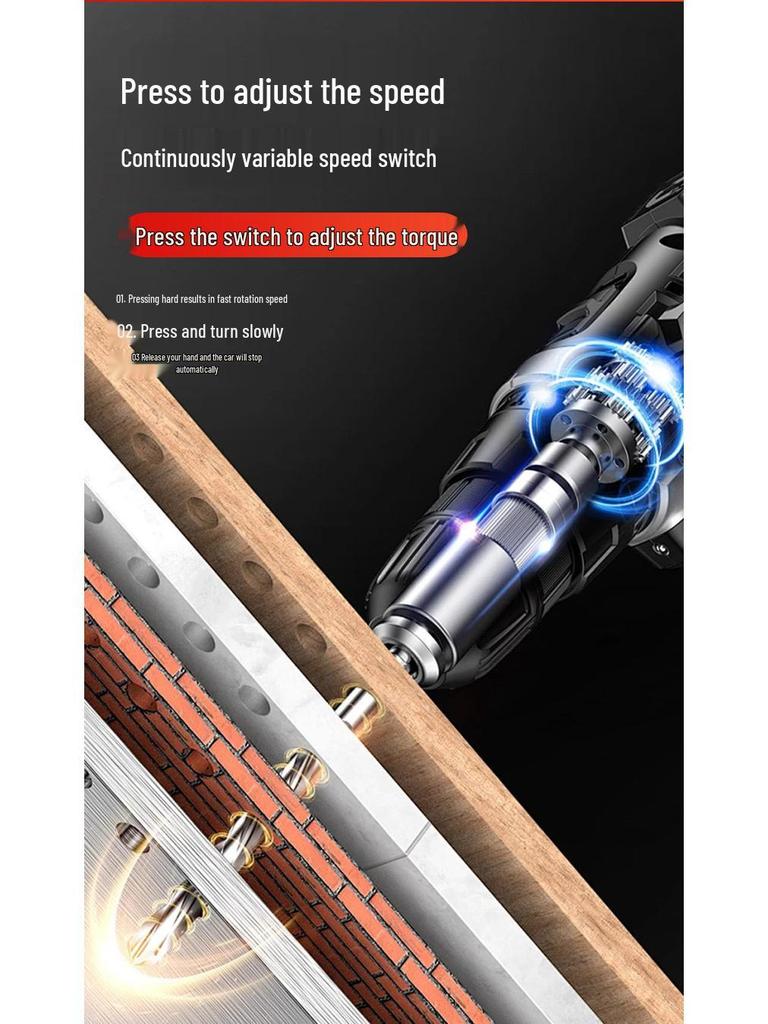 21V Cordless Multi-Function Electric Drill & Screwdriver with Two-Speed Lithium Battery