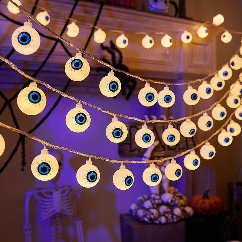 Halloween LED Pumpkin, Ghost & Bat Decorative String Lights for Courtyard Party - Colorful Atmosphere Lights