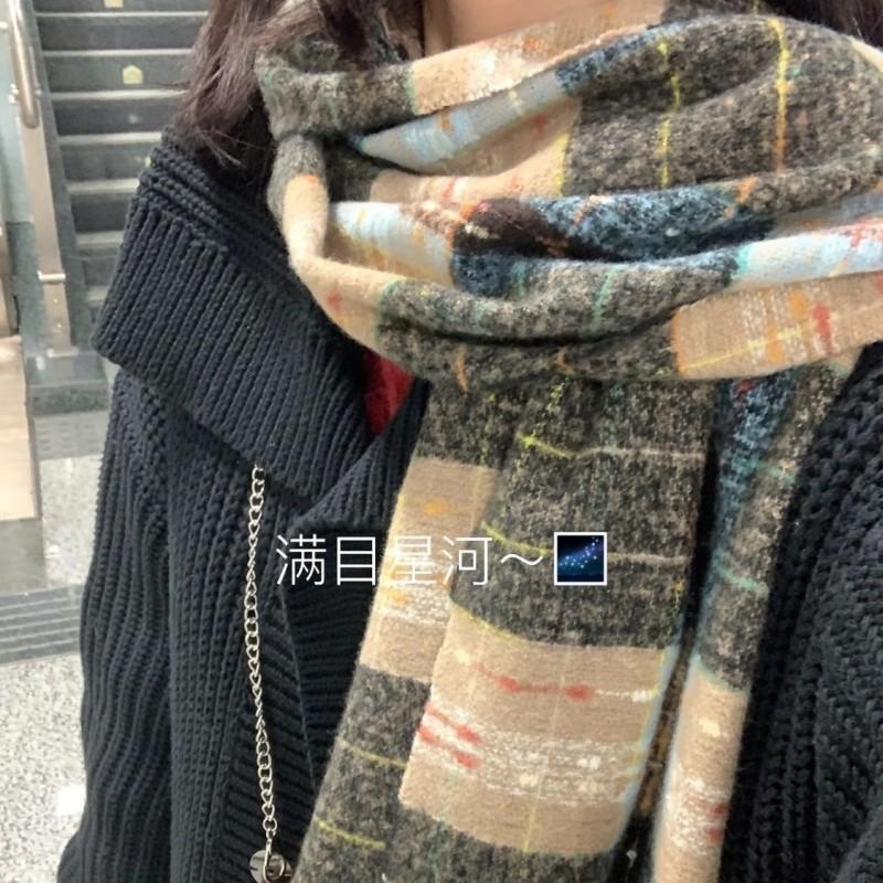 Soft Fuzzy Oversized Scarf Women Winter Warm Thick Acrylic Blend Solid Color Plush Neck Wrap