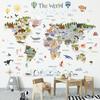 Decowall World Wall Sticker with 105 X 83 Educational Interior Wall Perfect for Baby and Peel and Stick Wall Decals Animals, Large, Cm, Decoration,
